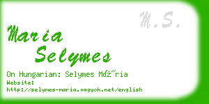 maria selymes business card